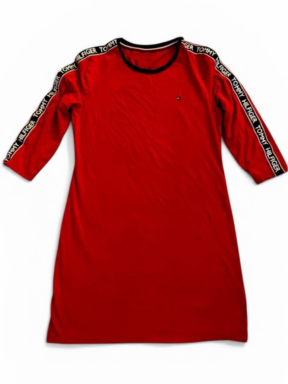 🎆🎇3for$9 Tommy Hilfiger Women’s dress- Red with white and blue trim on arms-M